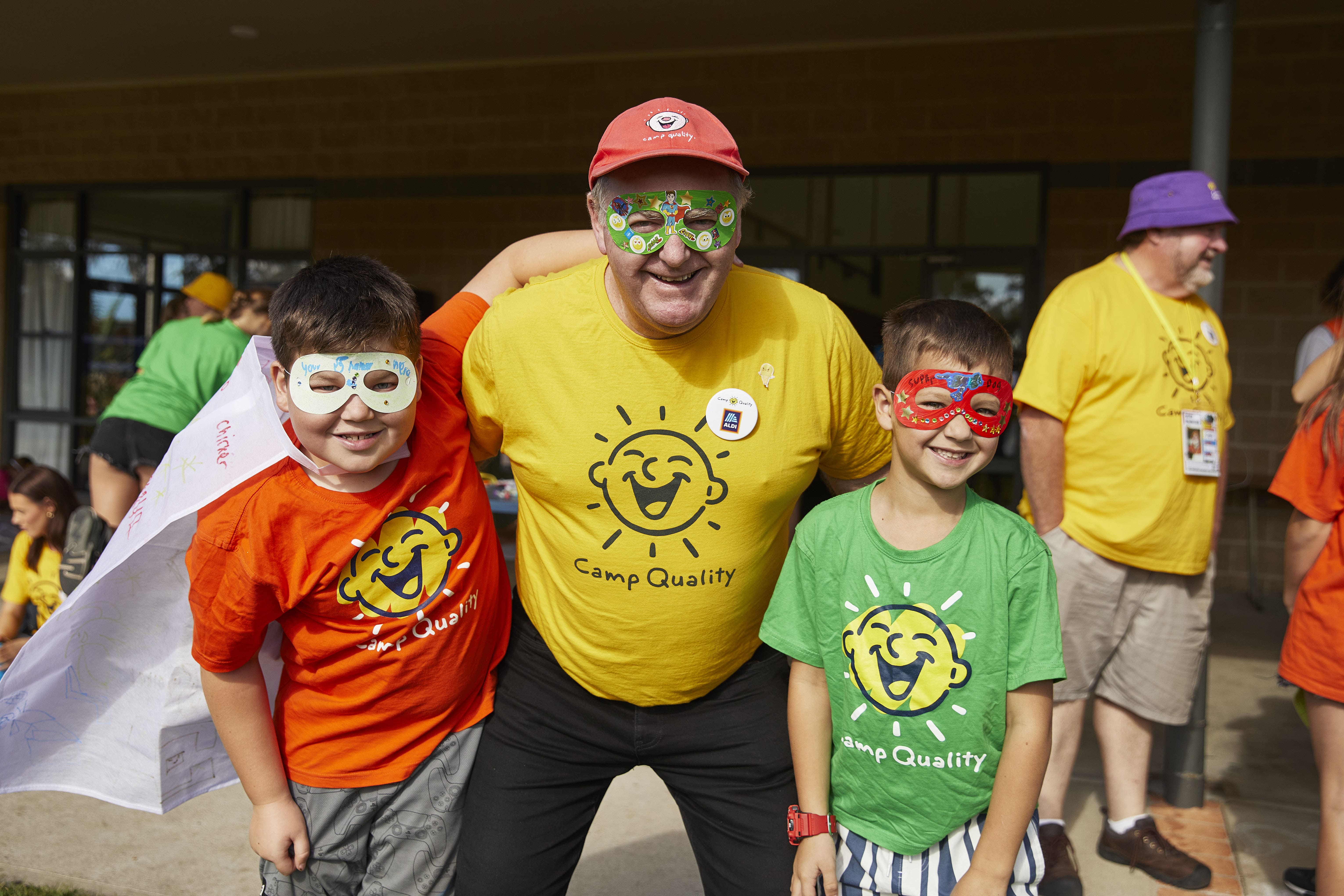 Kids with Volunteer at School